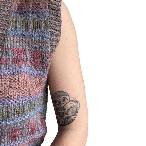 Vintage Womens Hand Knit Boston Traders Wool V Neck Preppy Sweater Vest Sz S - Picture 7 of 9